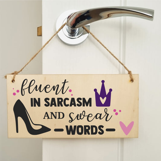 The Plum Penguin Handmade Wooden Hanging Wall Plaque Fuent in Sarcasm and Swear Words Decorative Funny Friendship Gift Sassy Queen