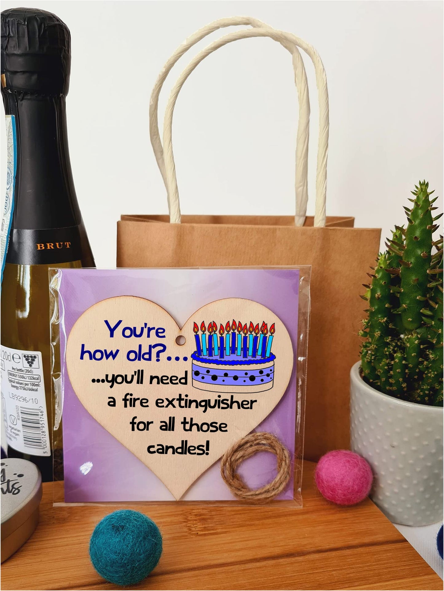 Handmade Wooden Hanging Heart Plaque Gift Novelty Funny Old Birthday Keepsake