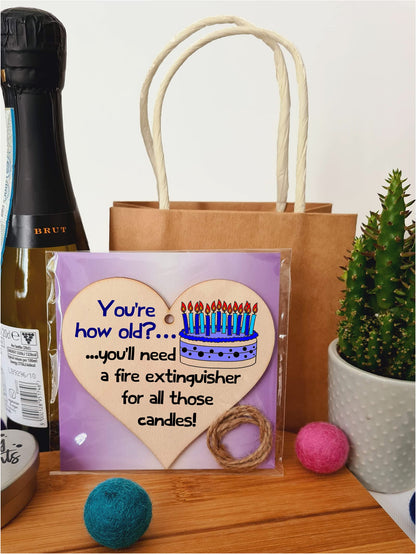 Handmade Wooden Hanging Heart Plaque Gift Novelty Funny Old Birthday Keepsake