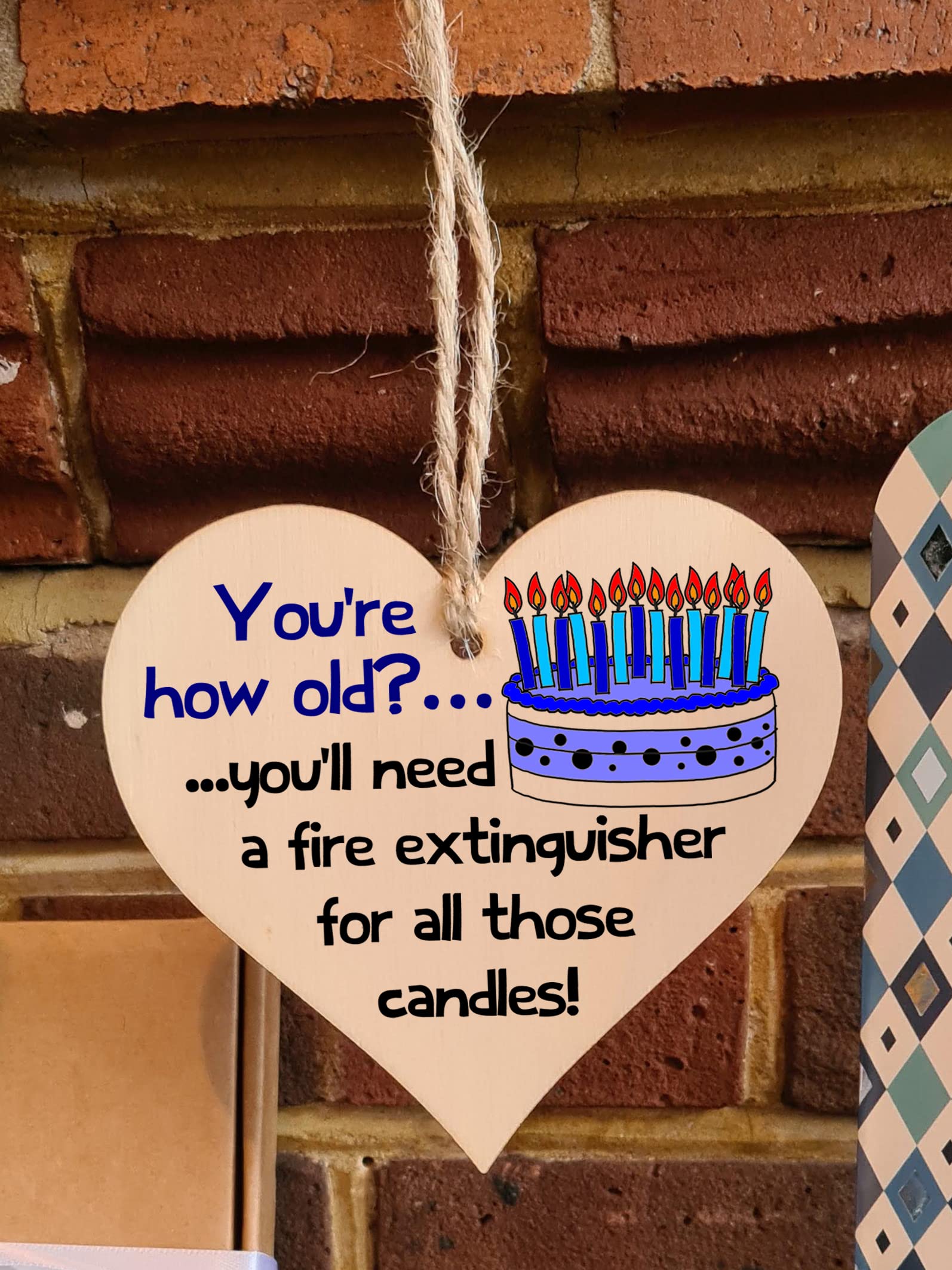 Handmade Wooden Hanging Heart Plaque Gift Novelty Funny Old Birthday Keepsake