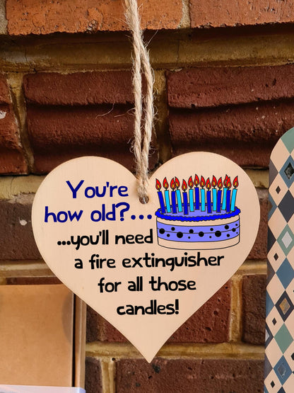 Handmade Wooden Hanging Heart Plaque Gift Novelty Funny Old Birthday Keepsake