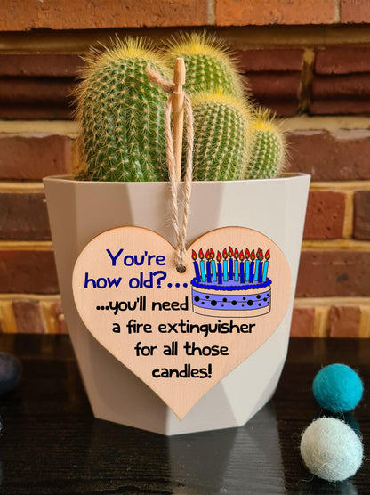 Handmade Wooden Hanging Heart Plaque Gift Novelty Funny Old Birthday Keepsake