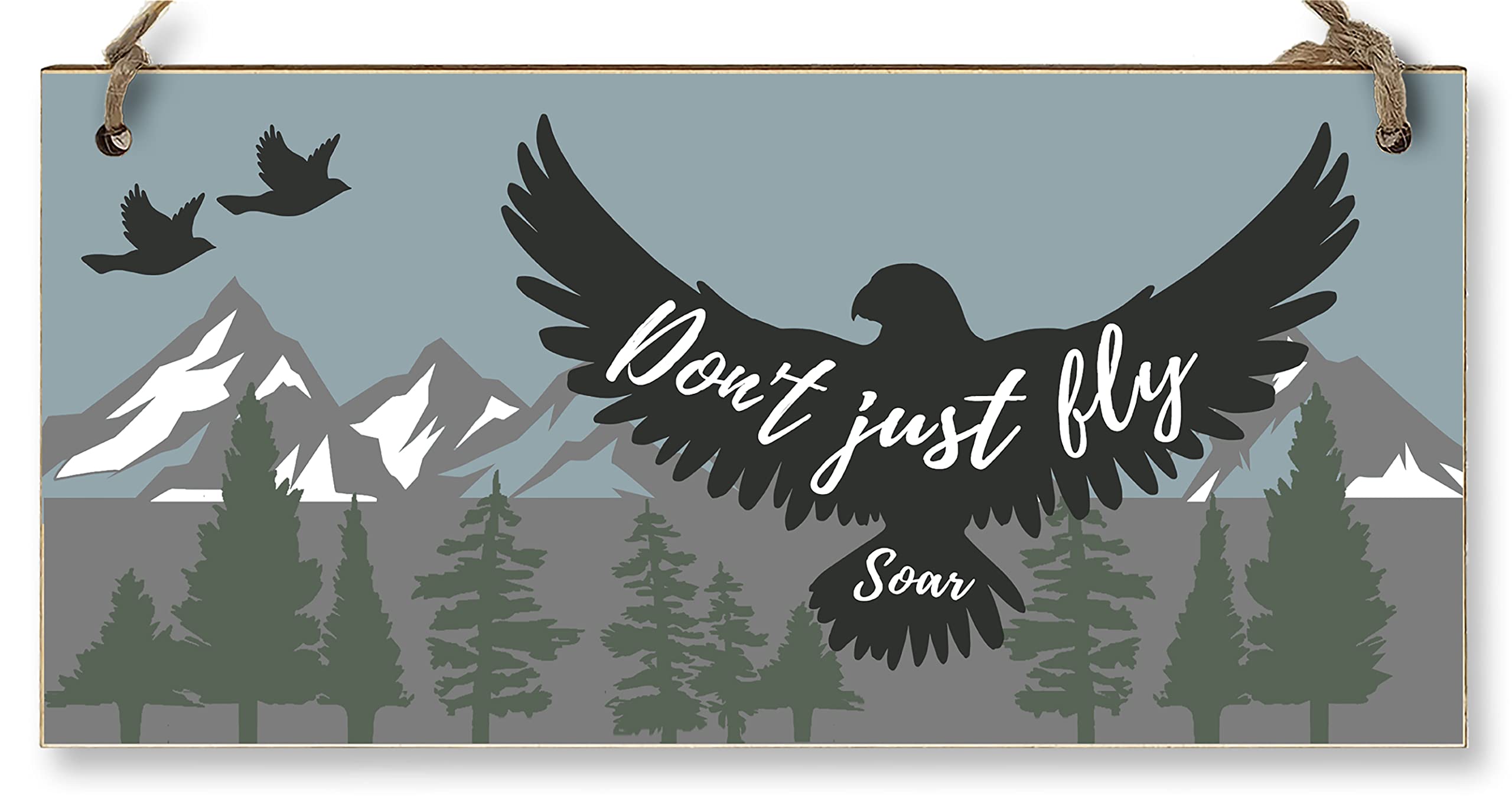 The Plum Penguin Handmade Wooden Hanging Wall Plaque Don't Just Fly Soar Motivational Inspirational Sign for Adventurers