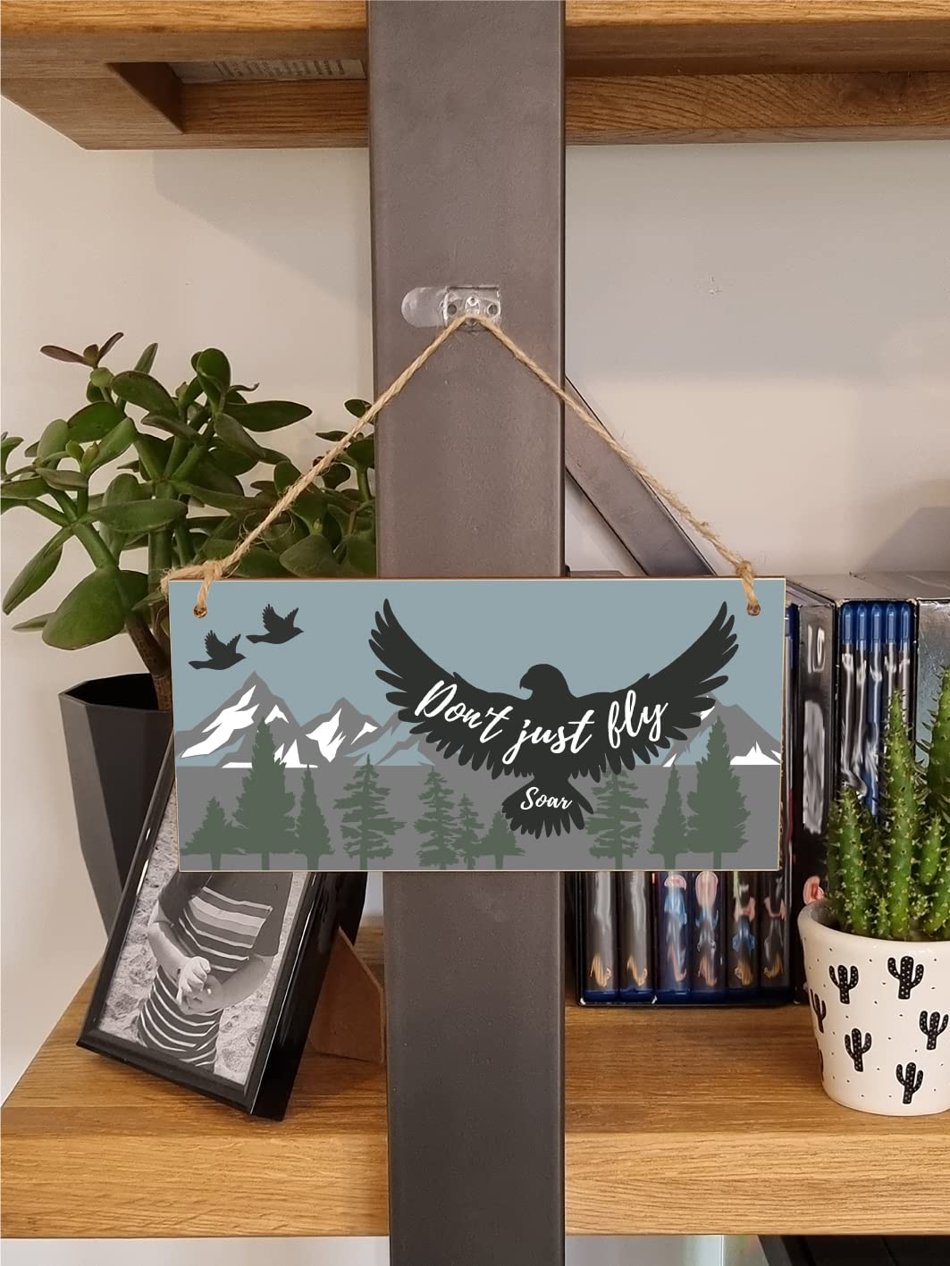 The Plum Penguin Handmade Wooden Hanging Wall Plaque Don't Just Fly Soar Motivational Inspirational Sign for Adventurers