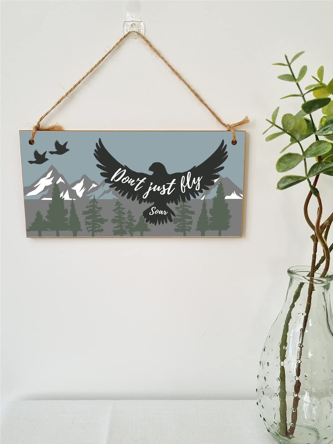 The Plum Penguin Handmade Wooden Hanging Wall Plaque Don't Just Fly Soar Motivational Inspirational Sign for Adventurers