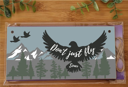 The Plum Penguin Handmade Wooden Hanging Wall Plaque Don't Just Fly Soar Motivational Inspirational Sign for Adventurers