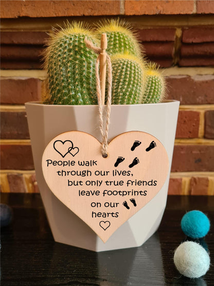 The Plum Penguin Treasured Friendships Displayed in Elegant Heart Plaques