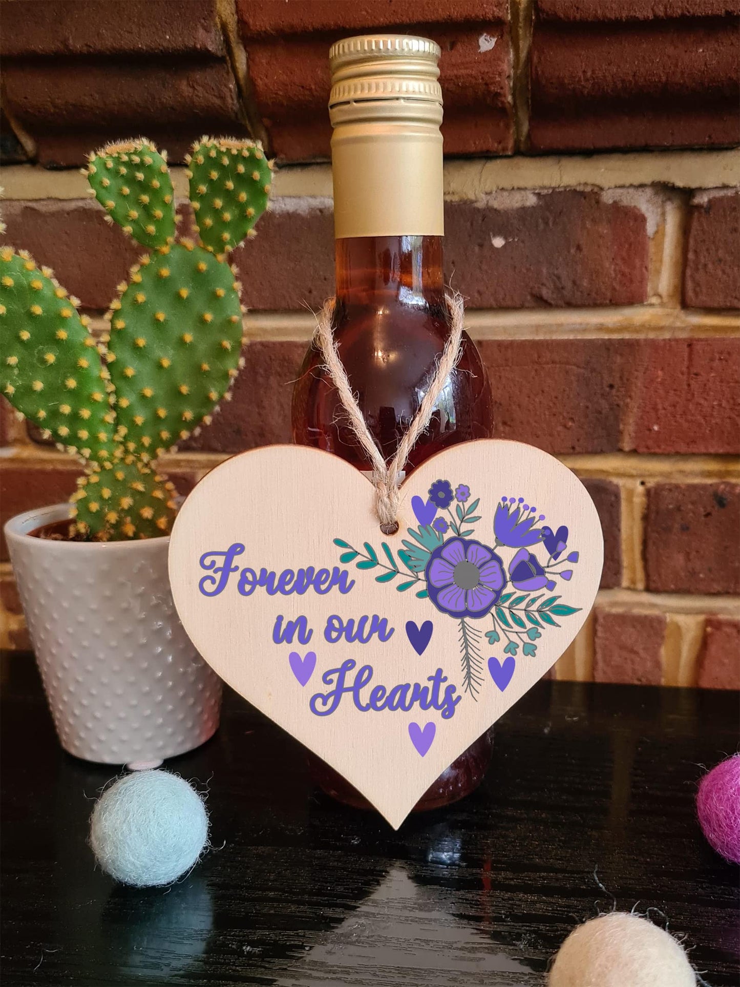 Handmade Wooden Hanging Heart Plaque Gift to Say Sorry Commiserations Sympathy Card Alternative