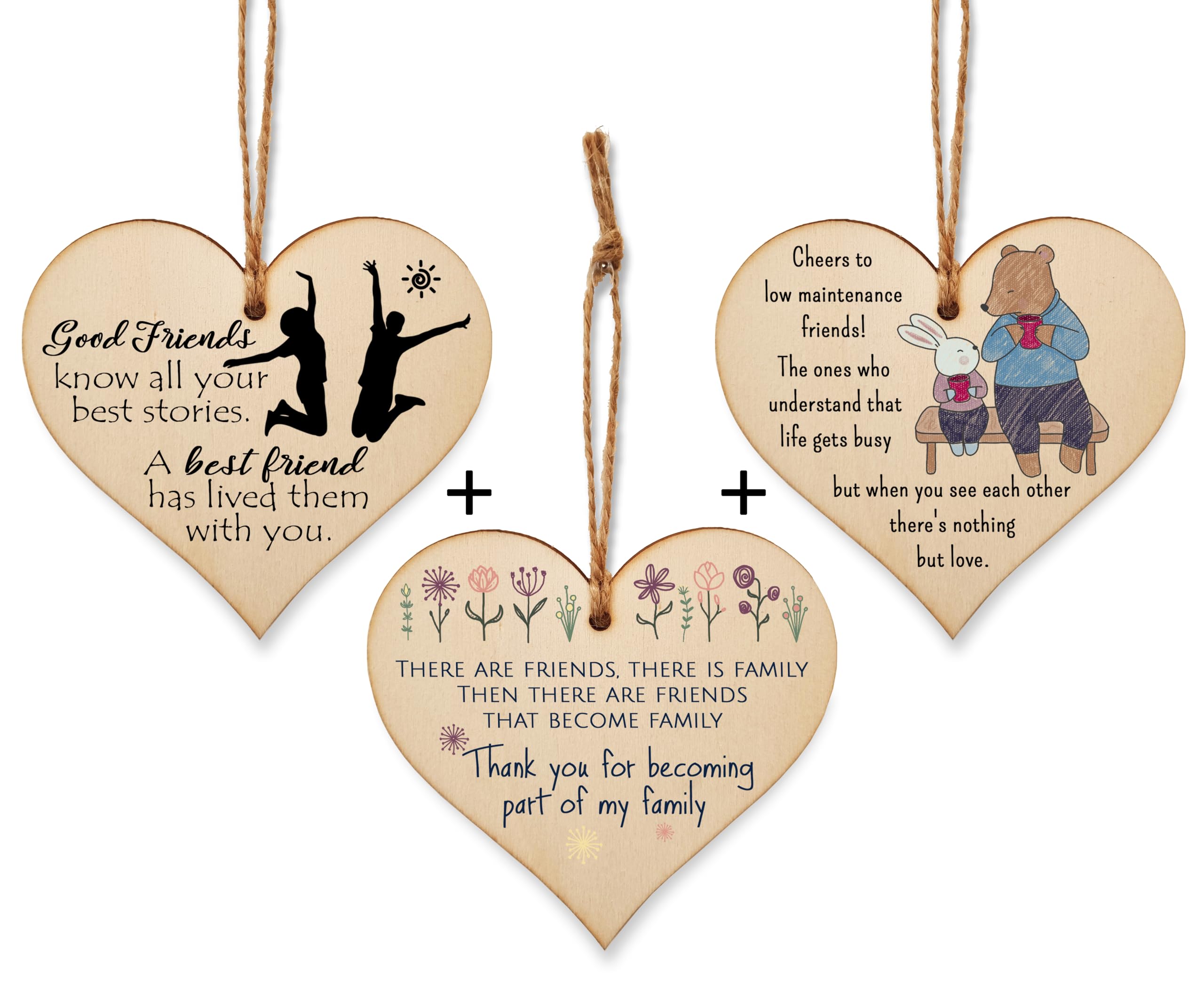 The Plum Penguin Forever Friends Elegant Set of Three Heart Friendship Plaques