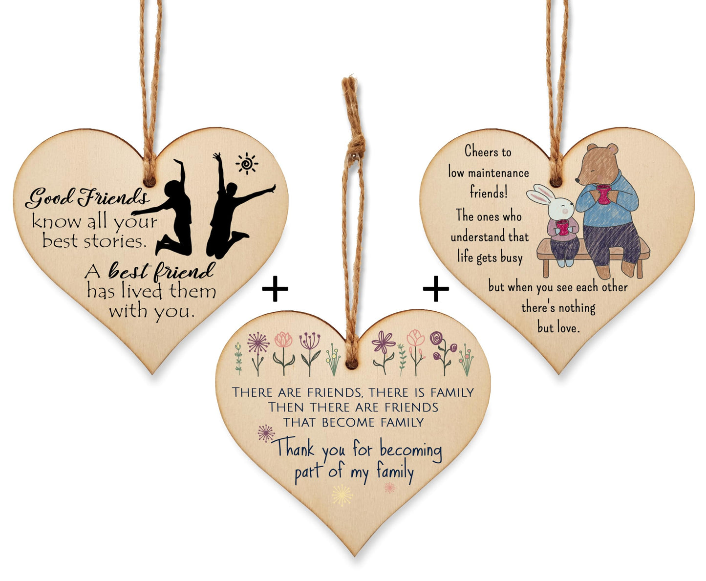 The Plum Penguin Forever Friends Elegant Set of Three Heart Friendship Plaques