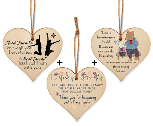 The Plum Penguin Forever Friends Elegant Set of Three Heart Friendship Plaques