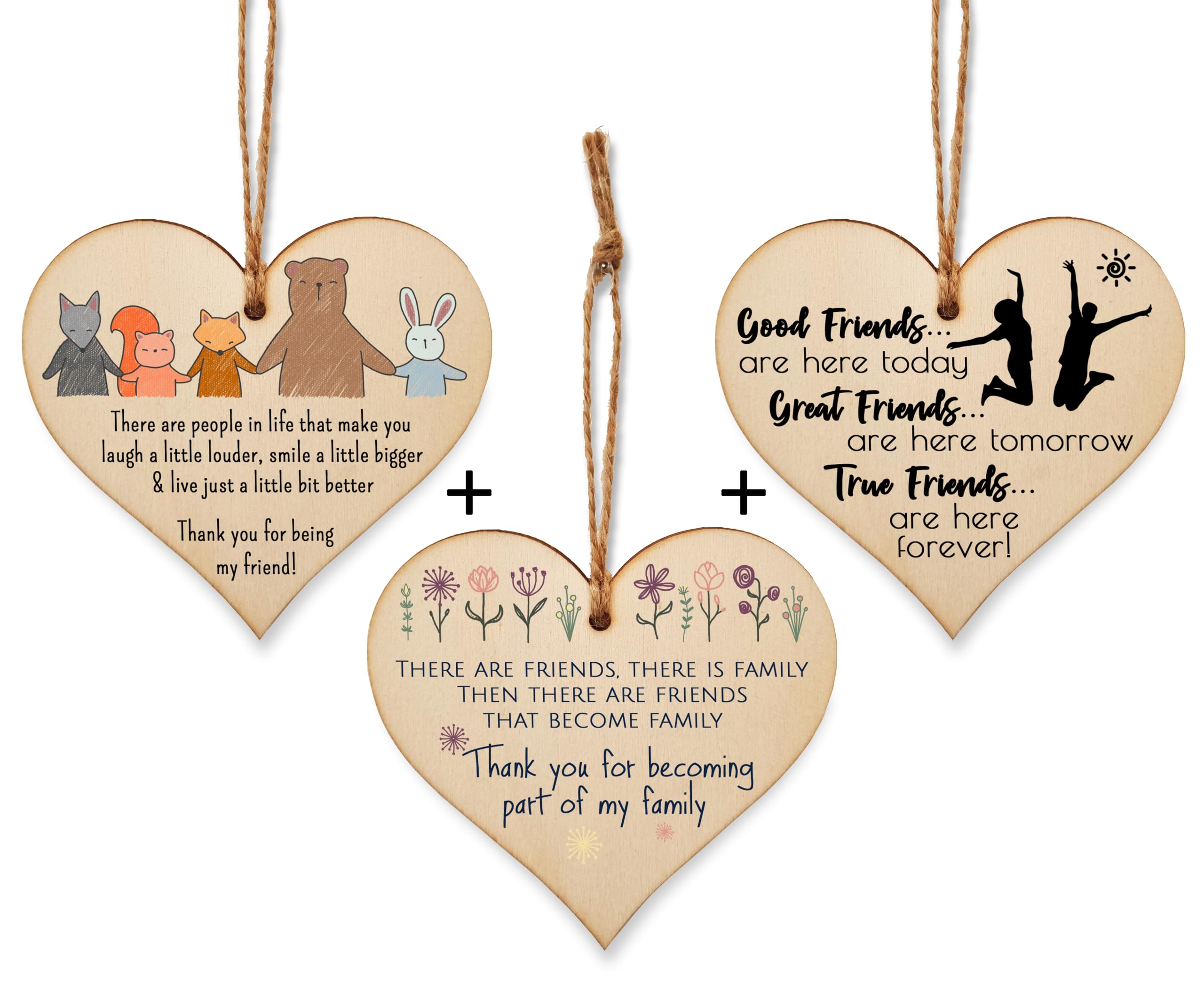 The Plum Penguin Bond of Hearts Unique Friendship-Themed Plaque Trio