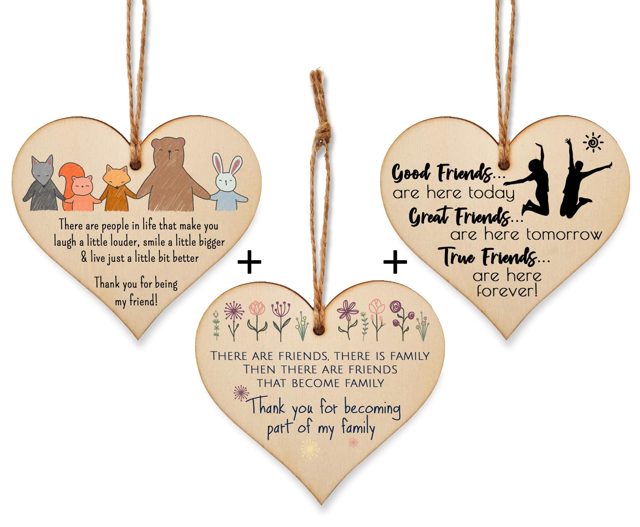 The Plum Penguin Bond of Hearts Unique Friendship-Themed Plaque Trio