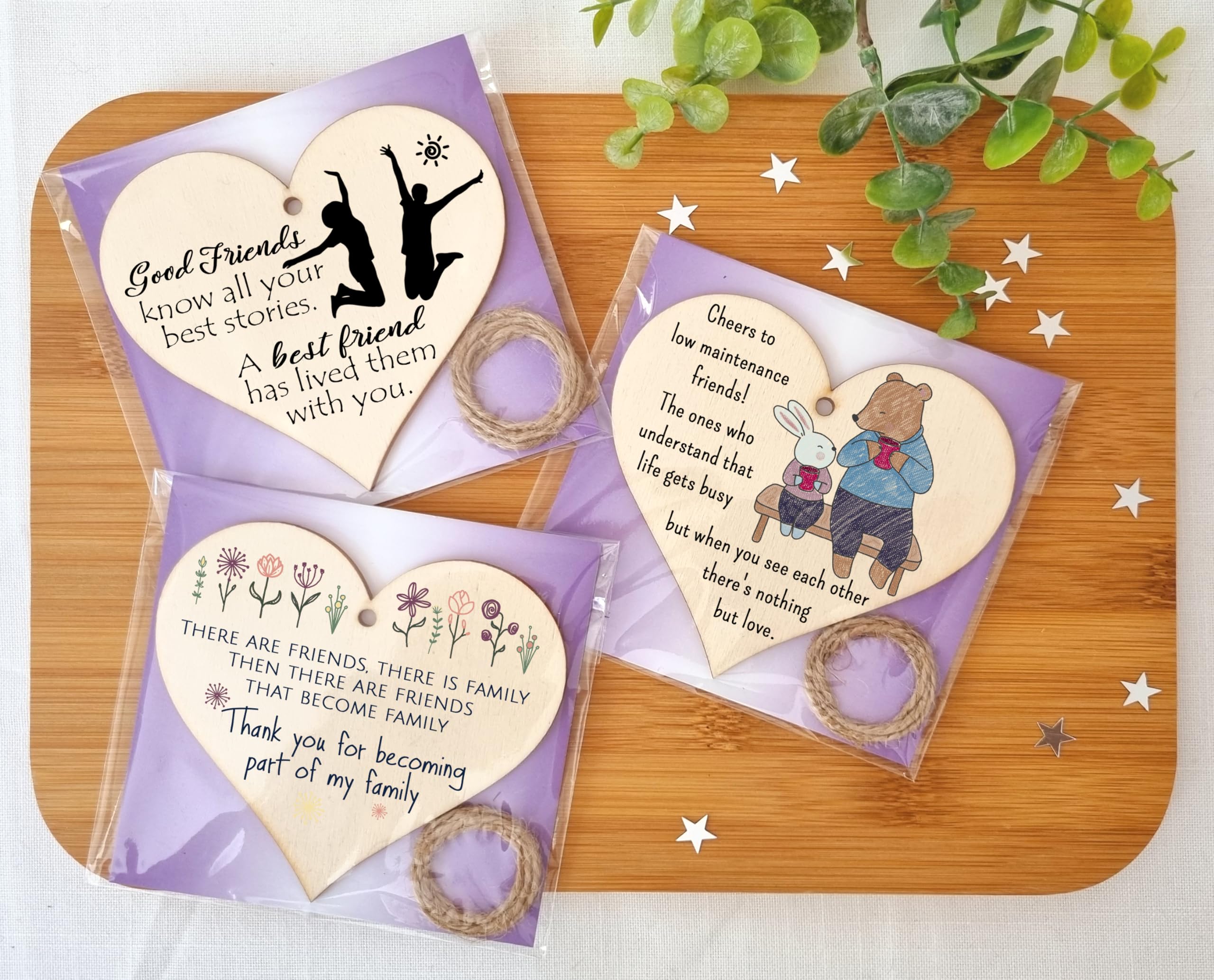The Plum Penguin Forever Friends Elegant Set of Three Heart Friendship Plaques