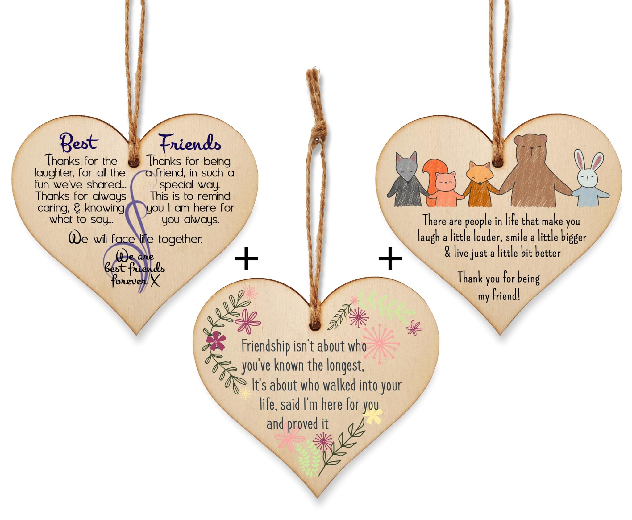 The Plum Penguin Whispers of Friendship Delicate Heart Shaped Plaques Trio