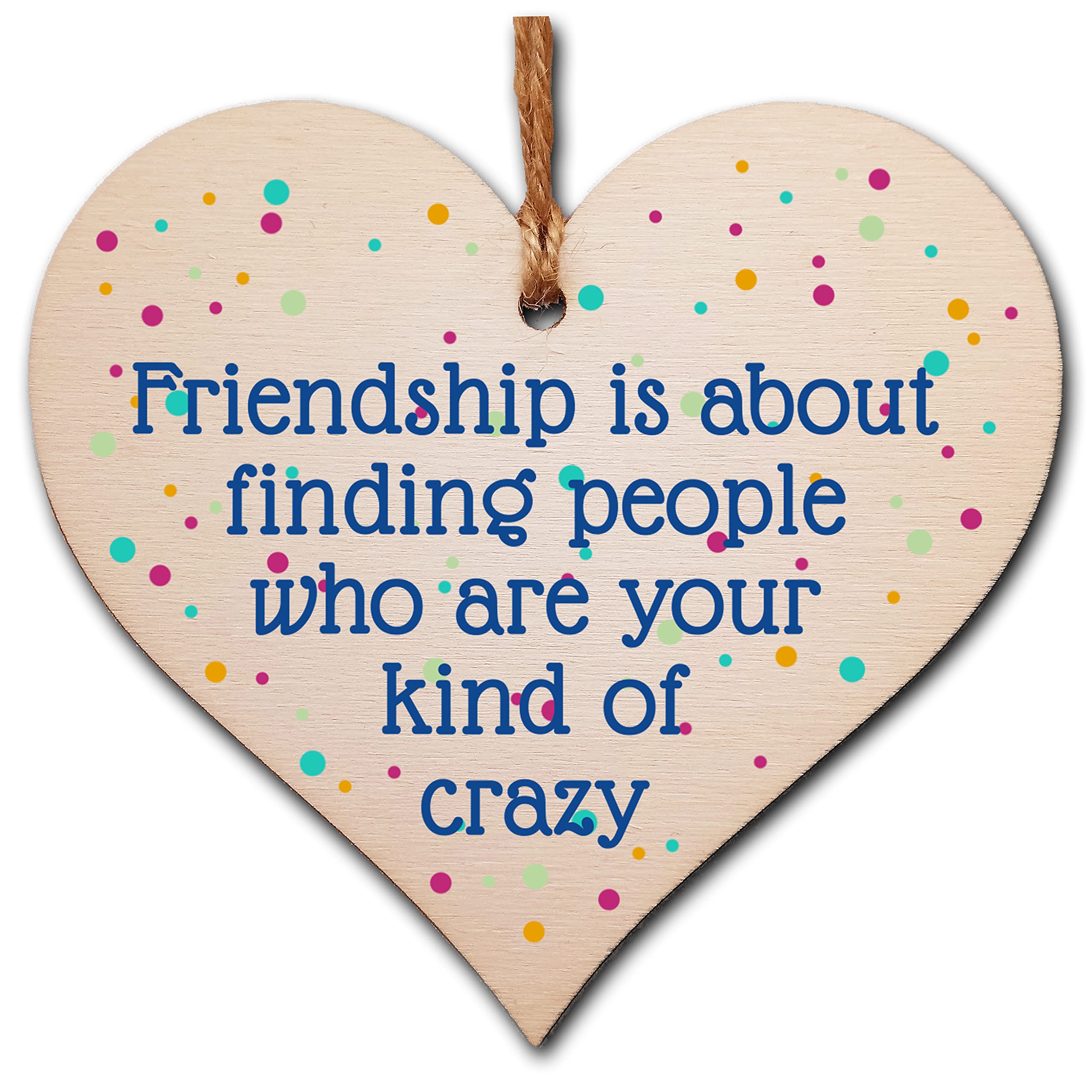 The Plum Penguin Handmade Wooden Hanging Heart Plaque Gift Friendship Your Kind of Crazy Funny Wall hanger Friend Colleague Present Card Alternative