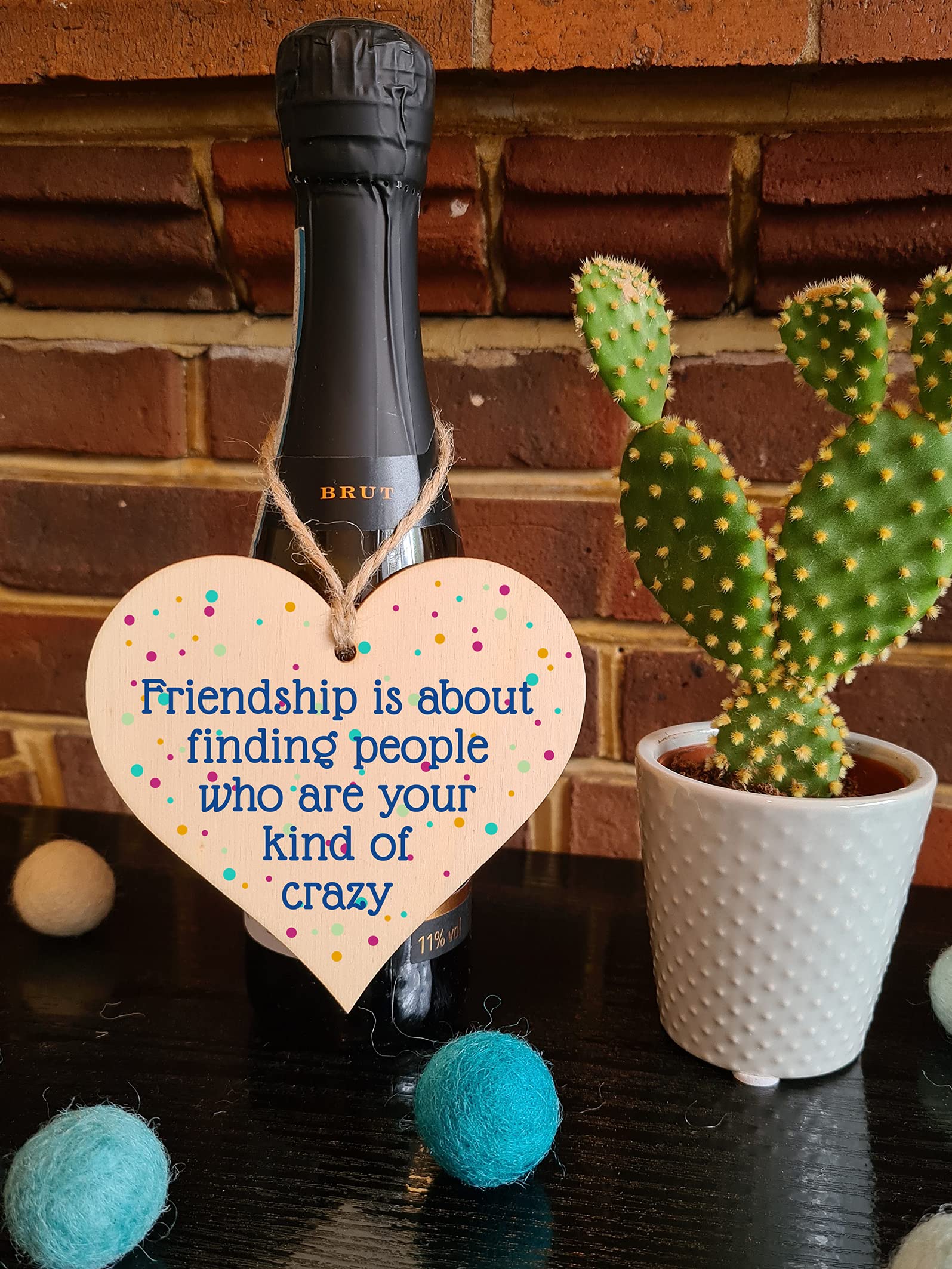 The Plum Penguin Handmade Wooden Hanging Heart Plaque Gift Friendship Your Kind of Crazy Funny Wall hanger Friend Colleague Present Card Alternative