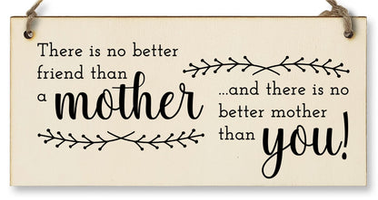 The Plum Penguin Handmade Wooden Hanging Wall Plaque No Better Friend Than a Mother Sentimental Gift Sign Mother's Day