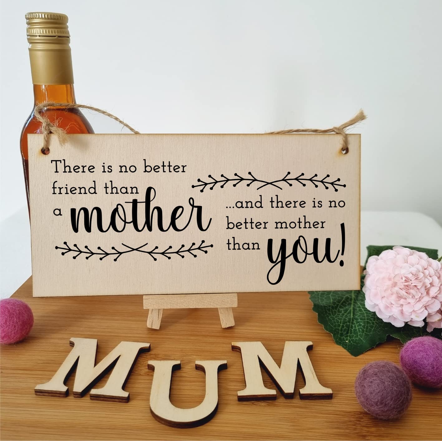 The Plum Penguin Handmade Wooden Hanging Wall Plaque No Better Friend Than a Mother Sentimental Gift Sign Mother's Day