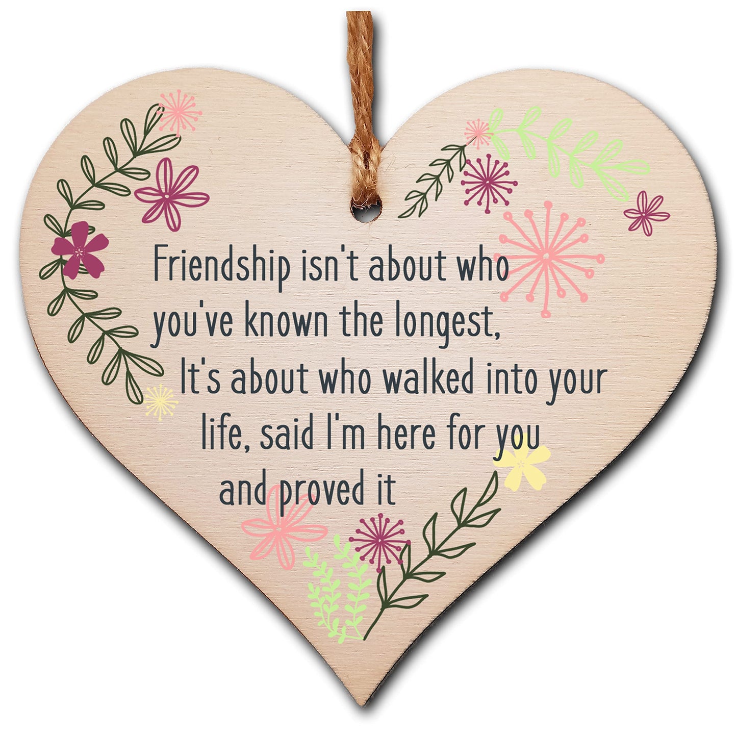 The Plum Penguin Handmade Wooden Hanging Heart Plaque Gift Friend Here To Stay Friendship Wall Hanger Colleague Present Card Alternative