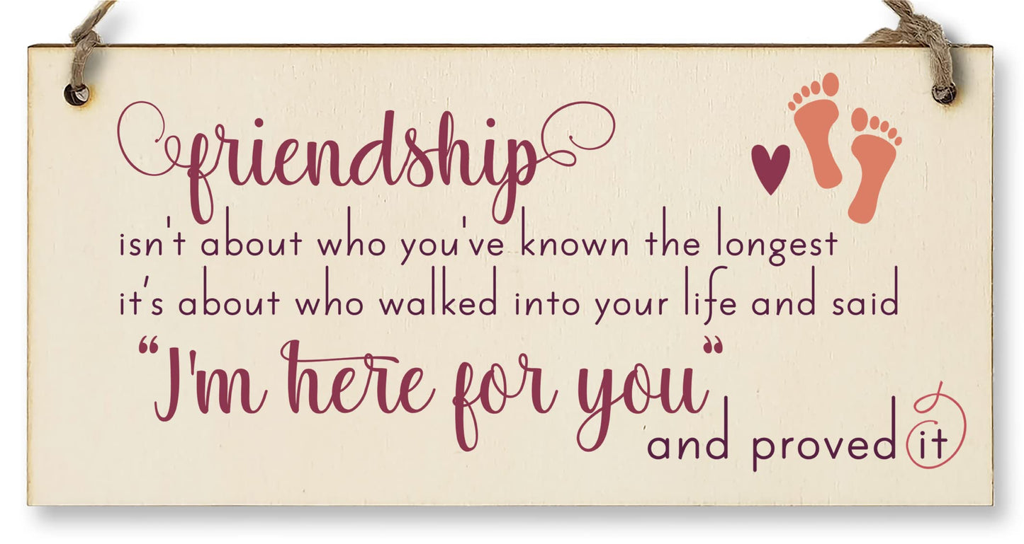 The Plum Penguin Handmade Wooden Hanging Wall Plaque Friendship Isn't Who You've Known Longest Proved It Sentimental Gift Sign