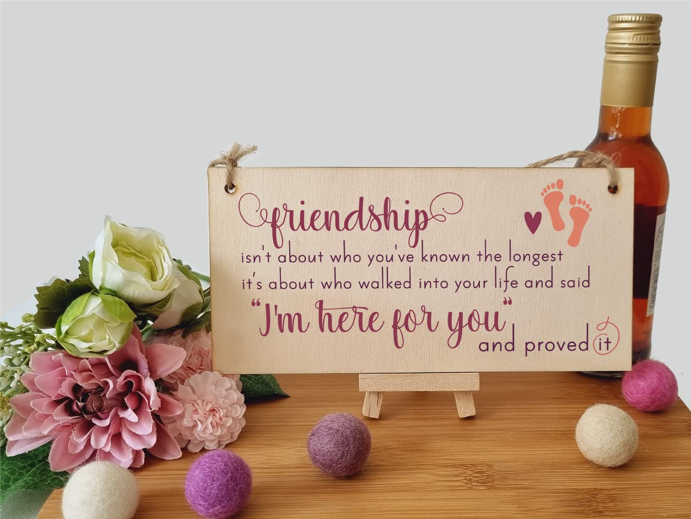 The Plum Penguin Handmade Wooden Hanging Wall Plaque Friendship Isn't Who You've Known Longest Proved It Sentimental Gift Sign