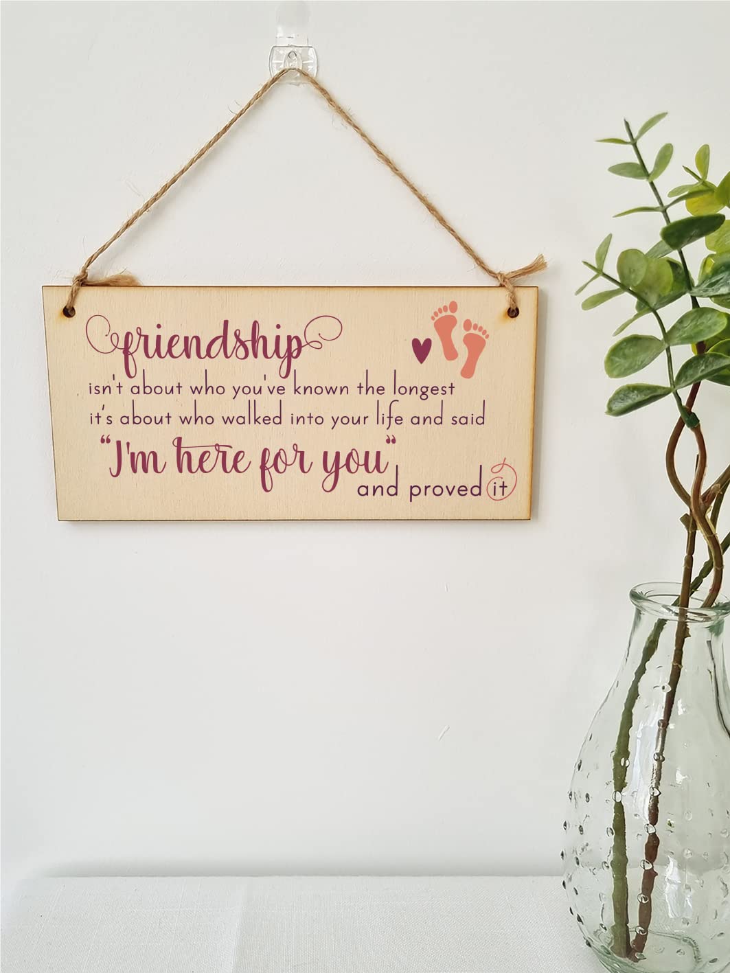The Plum Penguin Handmade Wooden Hanging Wall Plaque Friendship Isn't Who You've Known Longest Proved It Sentimental Gift Sign