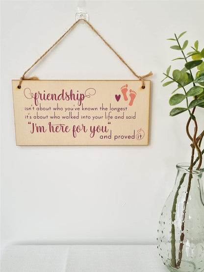 The Plum Penguin Handmade Wooden Hanging Wall Plaque Friendship Isn't Who You've Known Longest Proved It Sentimental Gift Sign