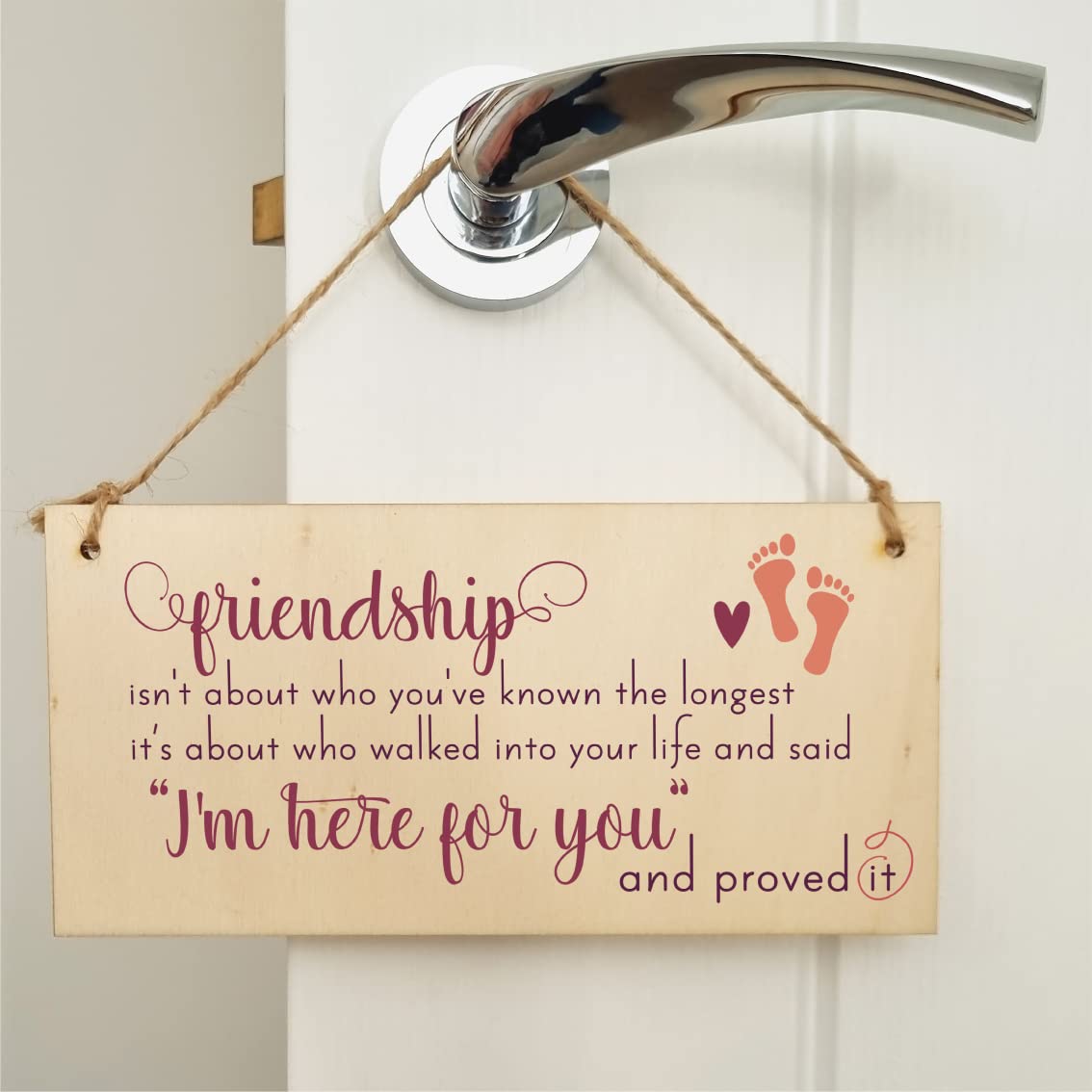 The Plum Penguin Handmade Wooden Hanging Wall Plaque Friendship Isn't Who You've Known Longest Proved It Sentimental Gift Sign