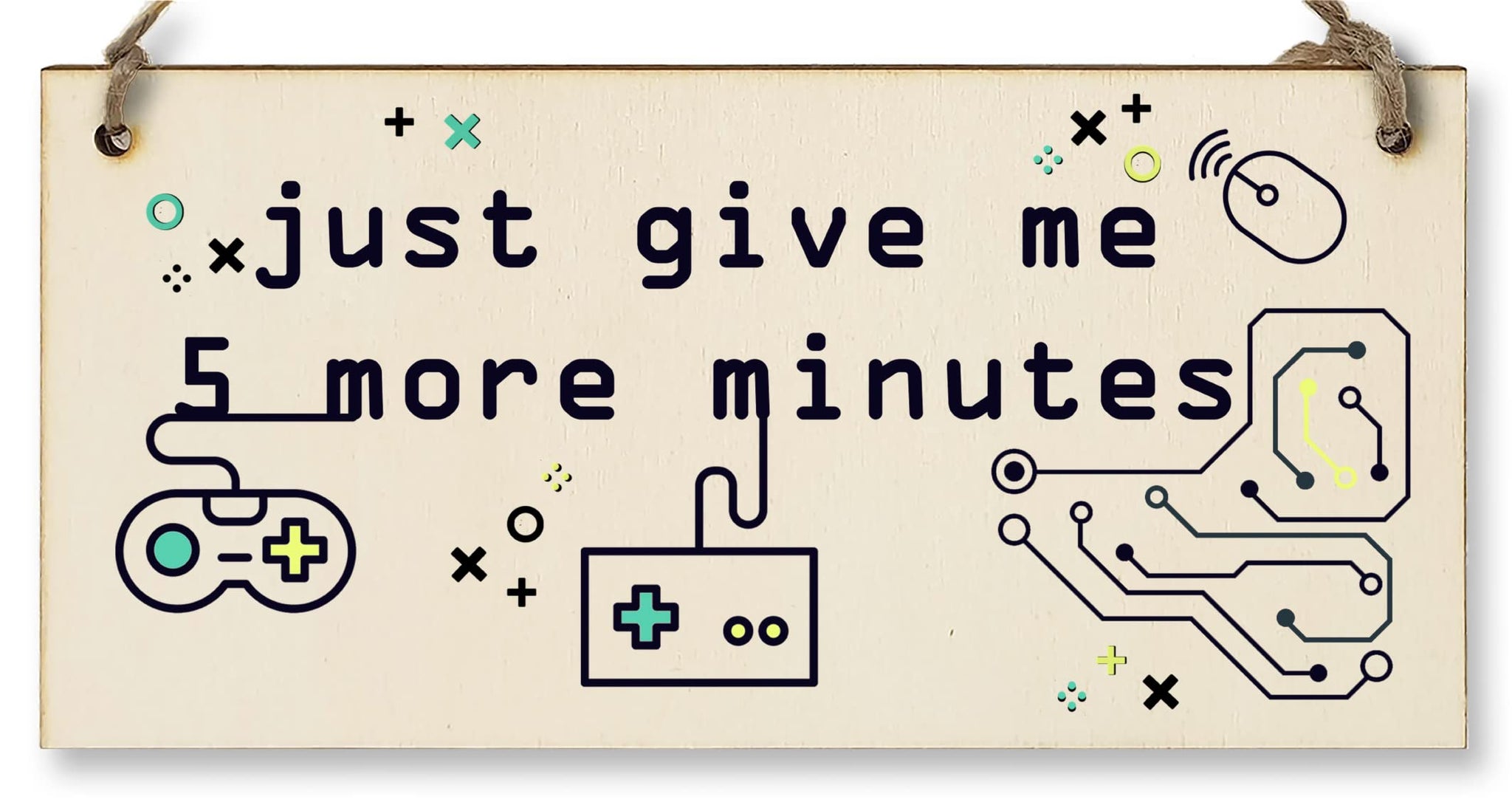 The Plum Penguin Handmade Wooden Hanging Wall Plaque Just 5 More Minutes Gamers Computer Game Fans Man Cave Sign