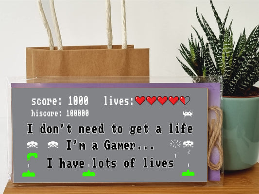 The Plum Penguin Handmade Wooden Hanging Wall Plaque Don't Need to Get a Life I'm a Gamer Gift Computer Game Fans Den Man Cave