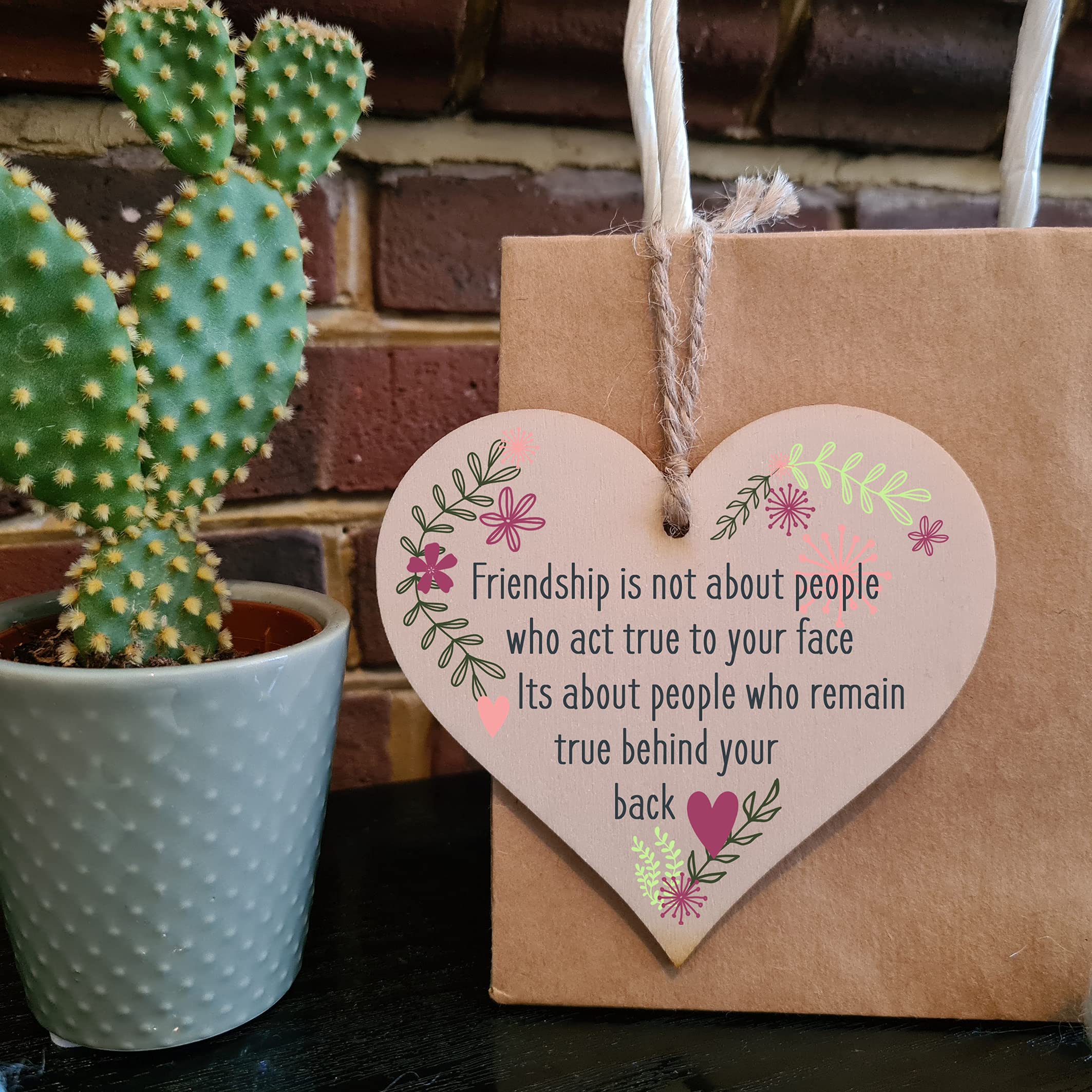 The Plum Penguin Handmade Wooden Hanging Heart Plaque Gift Friends Stay True Friendship Wall Hanger Colleague Present Card Alternative