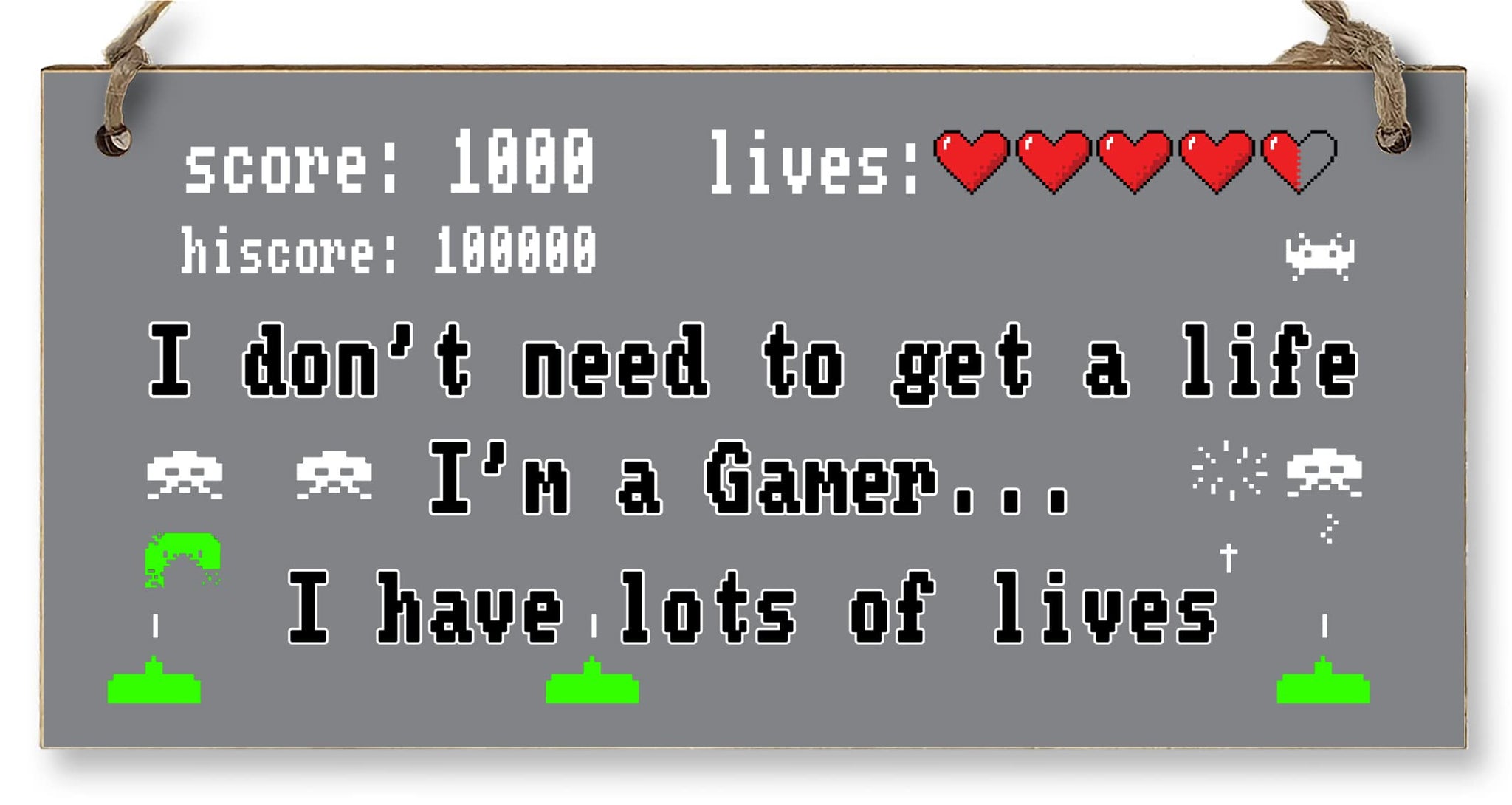 The Plum Penguin Handmade Wooden Hanging Wall Plaque Don't Need to Get a Life I'm a Gamer Gift Computer Game Fans Den Man Cave