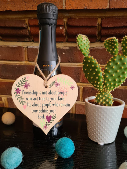 The Plum Penguin Handmade Wooden Hanging Heart Plaque Gift Friends Stay True Friendship Wall Hanger Colleague Present Card Alternative