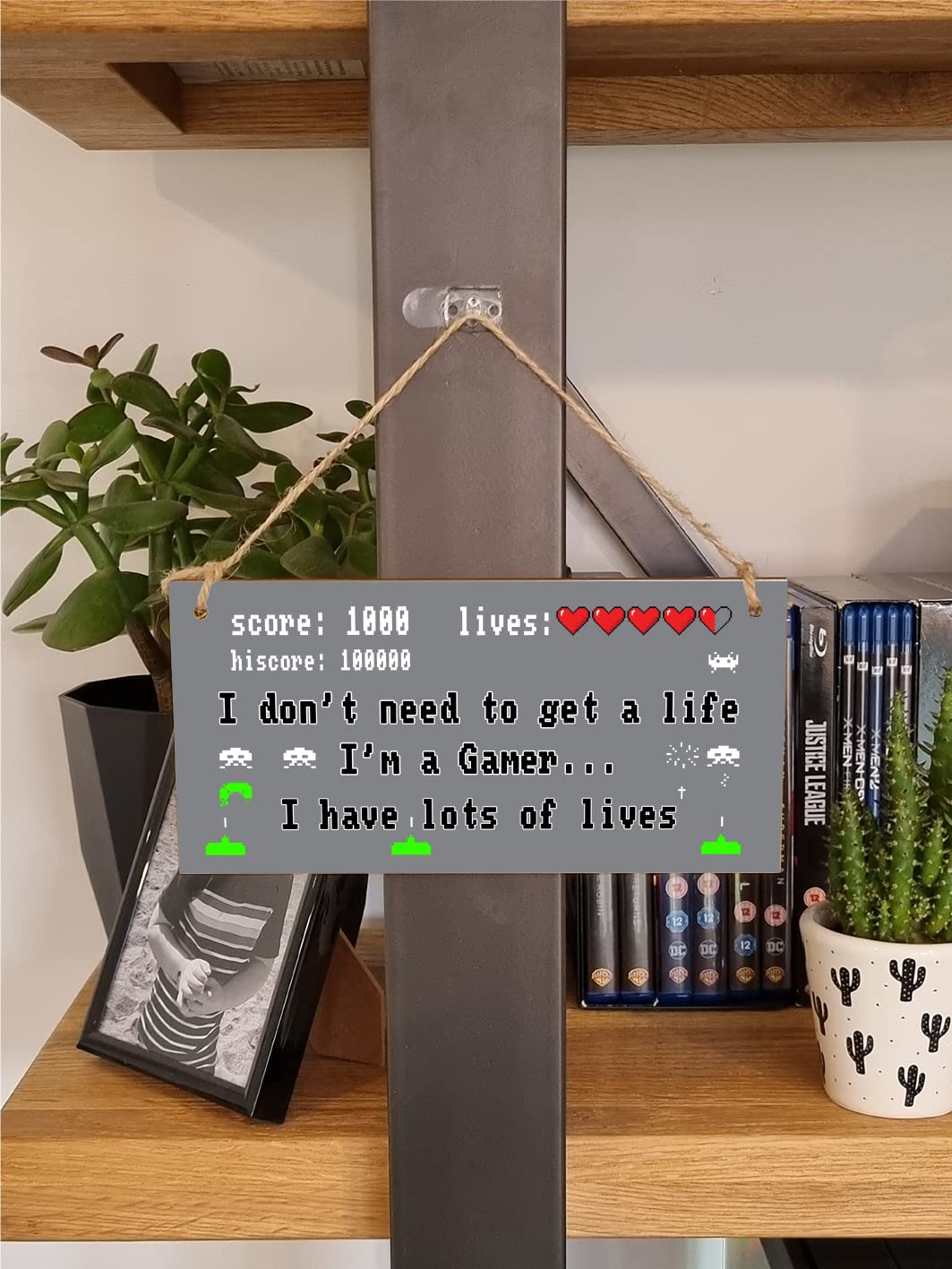 The Plum Penguin Handmade Wooden Hanging Wall Plaque Don't Need to Get a Life I'm a Gamer Gift Computer Game Fans Den Man Cave