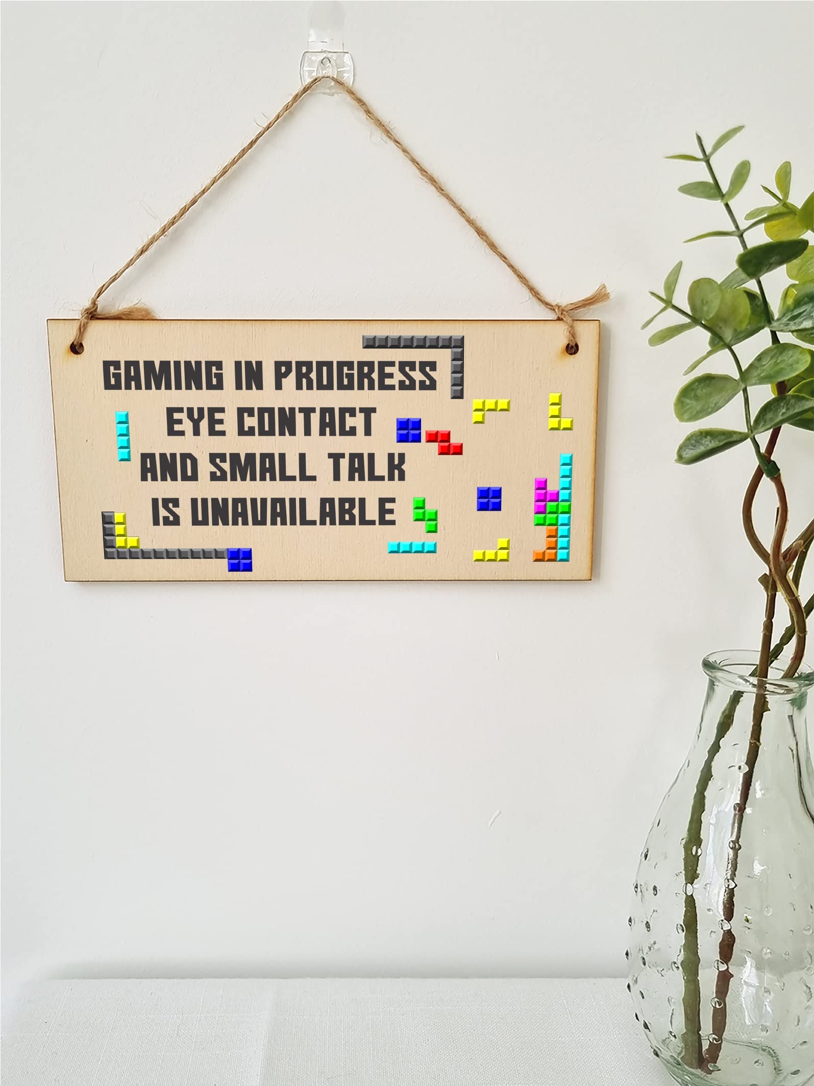 The Plum Penguin Handmade Wooden Hanging Wall Plaque Gaming In Progress Novelty Gift Gamers Computer Game Fans Man Cave Sign