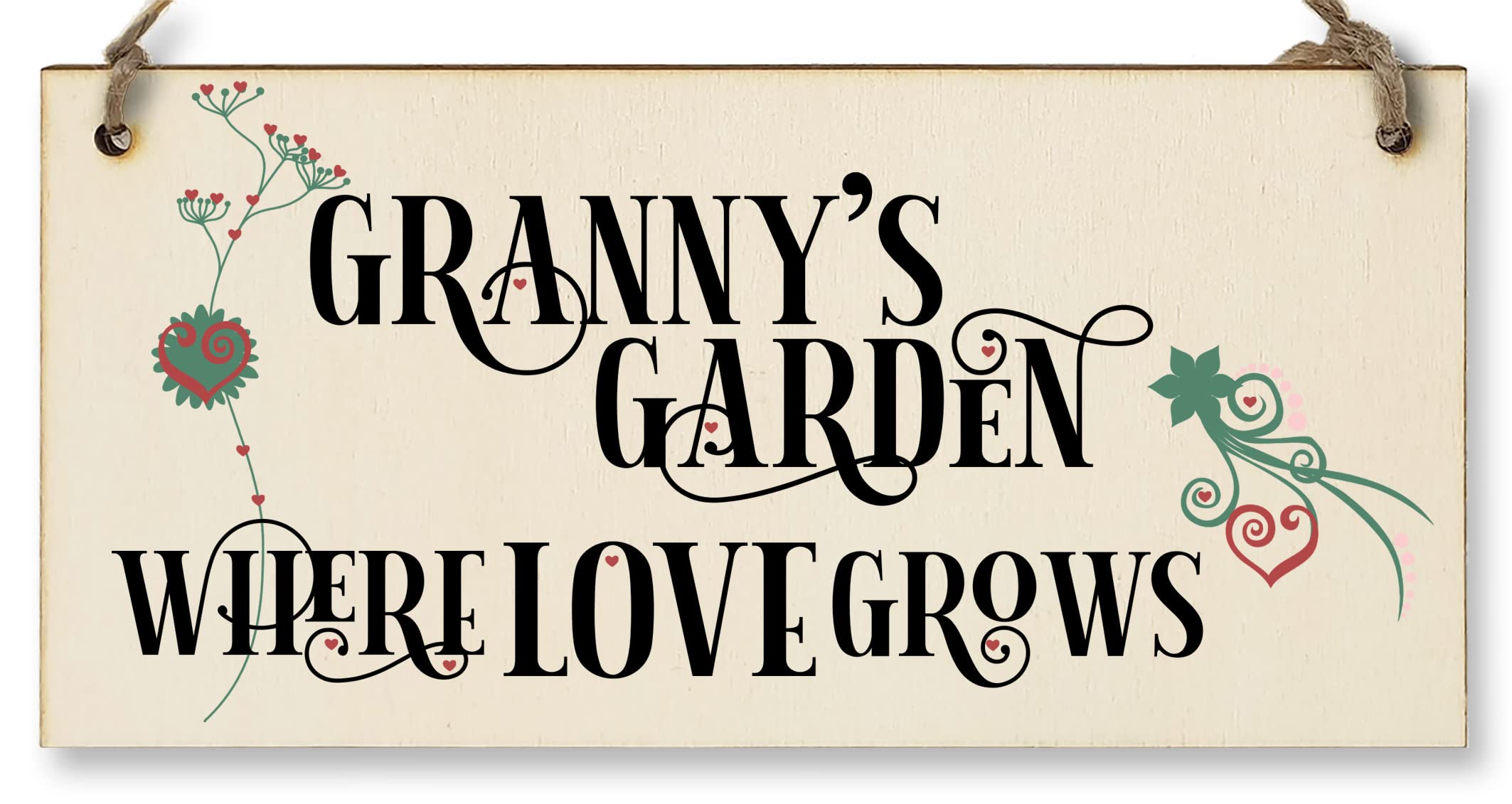 The Plum Penguin Handmade Wooden Hanging Wall Plaque Granny's Garden Where Love Grows Decorative Sign for Grandparents