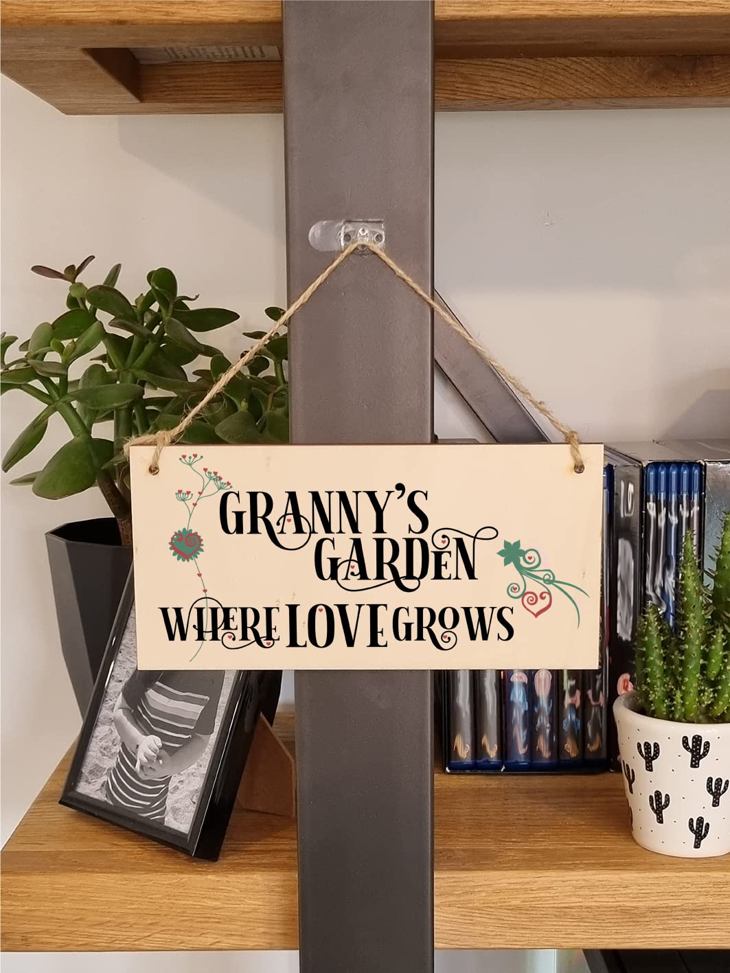 The Plum Penguin Handmade Wooden Hanging Wall Plaque Granny's Garden Where Love Grows Decorative Sign for Grandparents