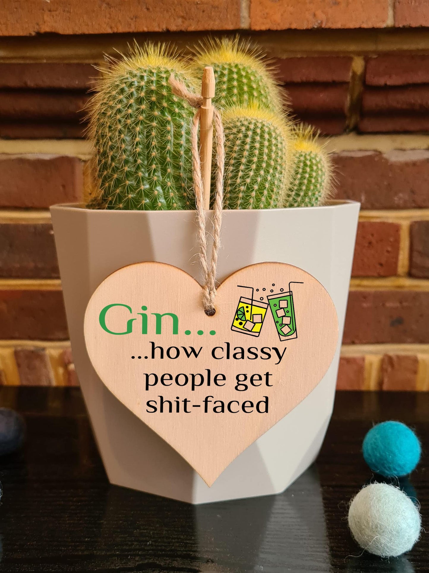 Handmade Wooden Hanging Heart Plaque Gift Perfect for Gin Lovers Novelty Funny Keepsake