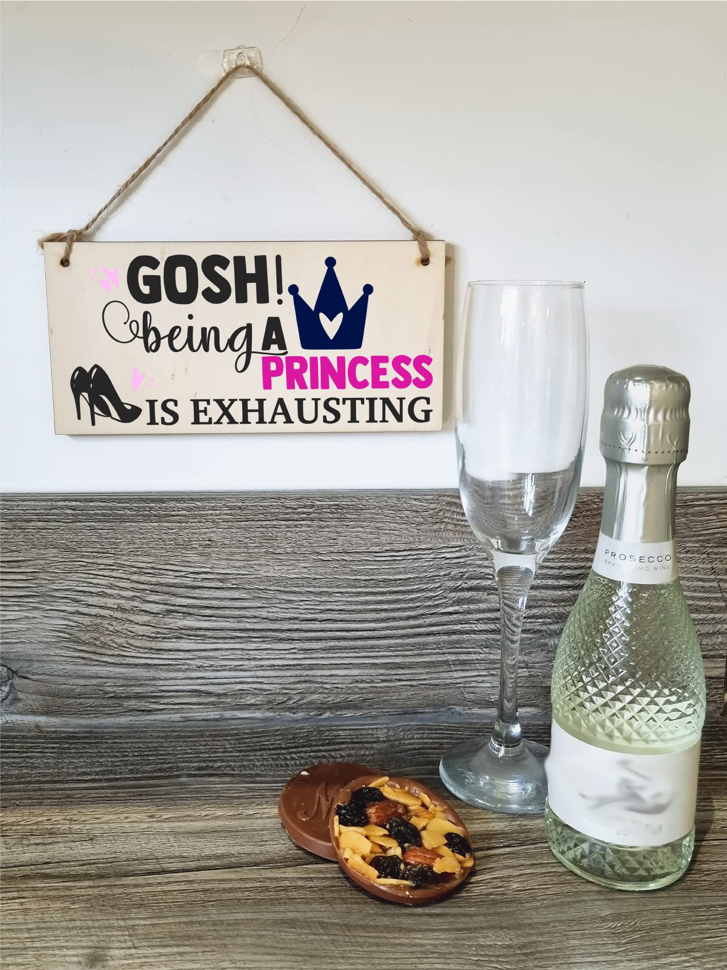 The Plum Penguin Handmade Wooden Hanging Wall Plaque Gosh! Being a Princess is Exhausting Decorative Friendship Gift Sassy Queen