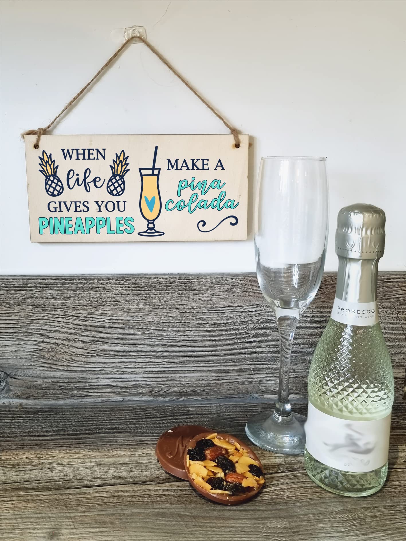 The Plum Penguin Handmade Wooden Hanging Wall Plaque When Life Gives You Pineapples Pina Colada Funny Novelty Sign Home Bar