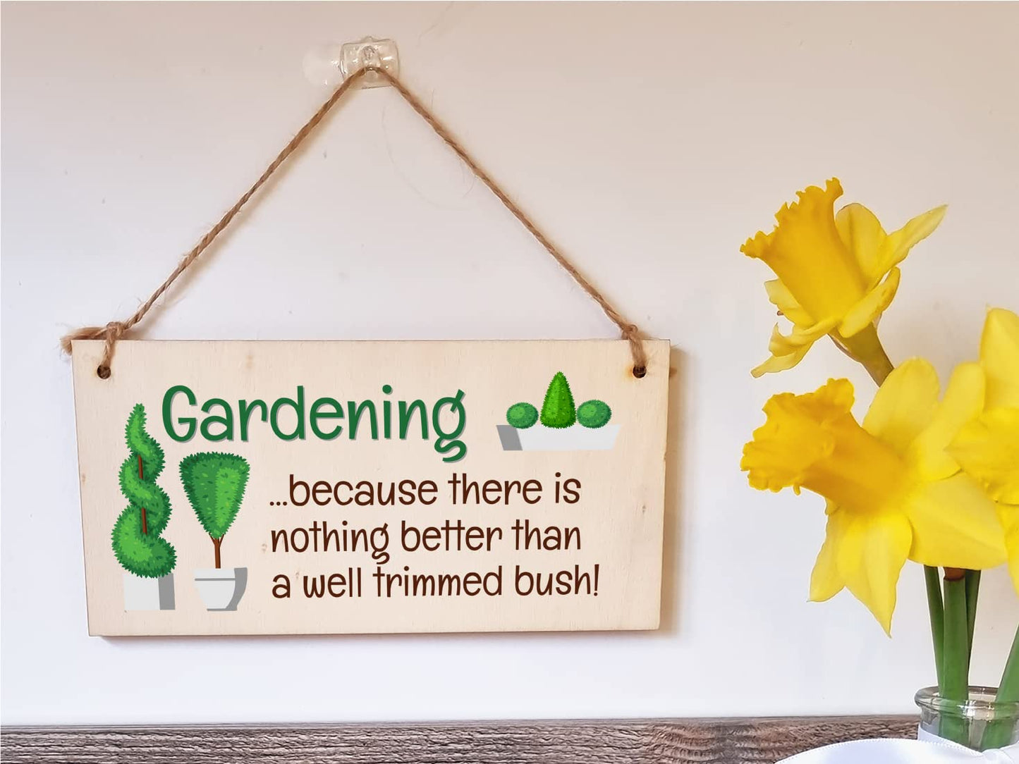The Plum Penguin Handmade Wooden Hanging Wall Plaque Gardening Nothing Better Well Trimmed Bush Joke Rude Sign for Gardeners