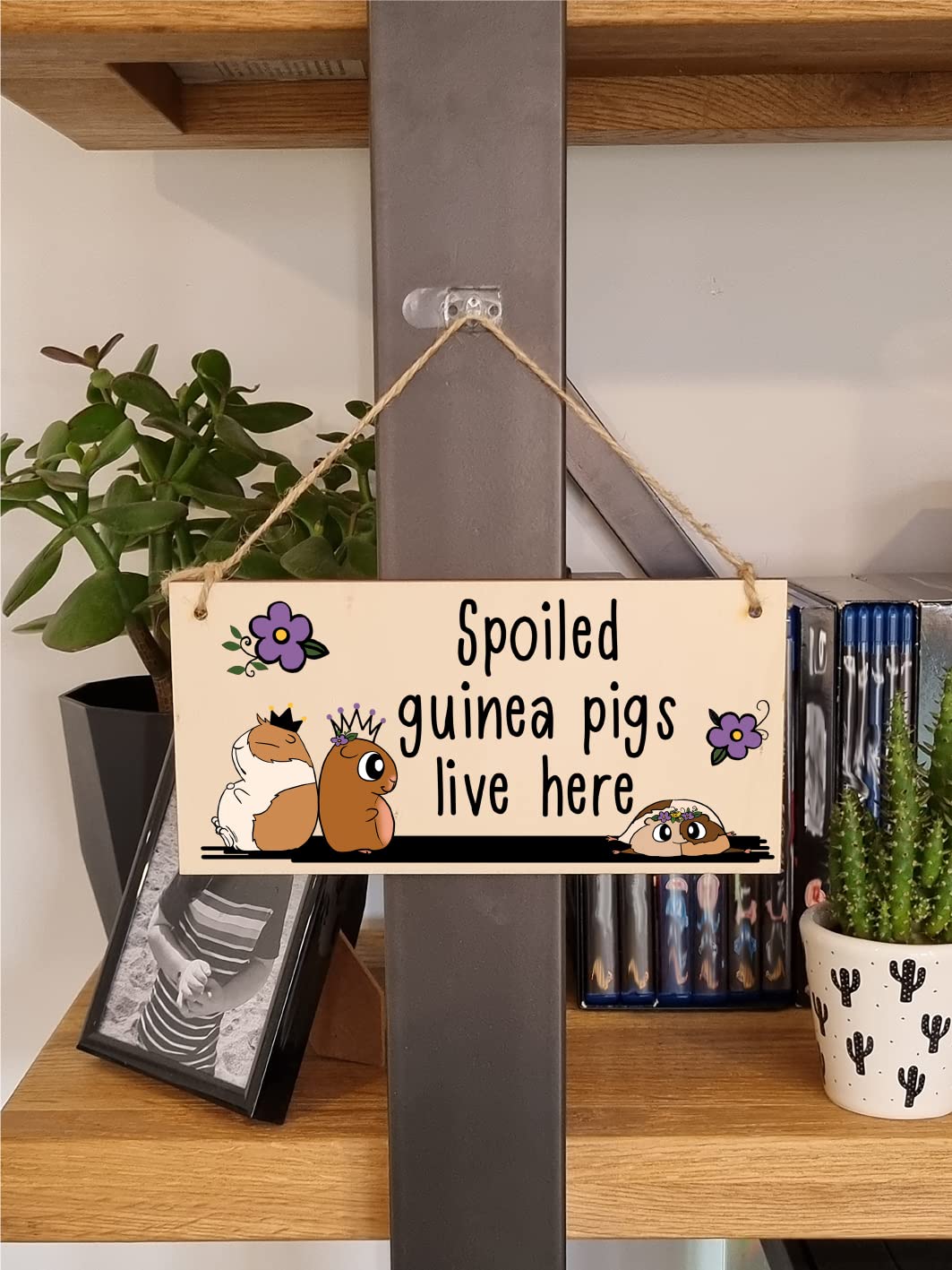 The Plum Penguin Handmade Wooden Hanging Wall Plaque Spoiled Guinea Pigs Live Here Pet Lover Mum Dad Sign