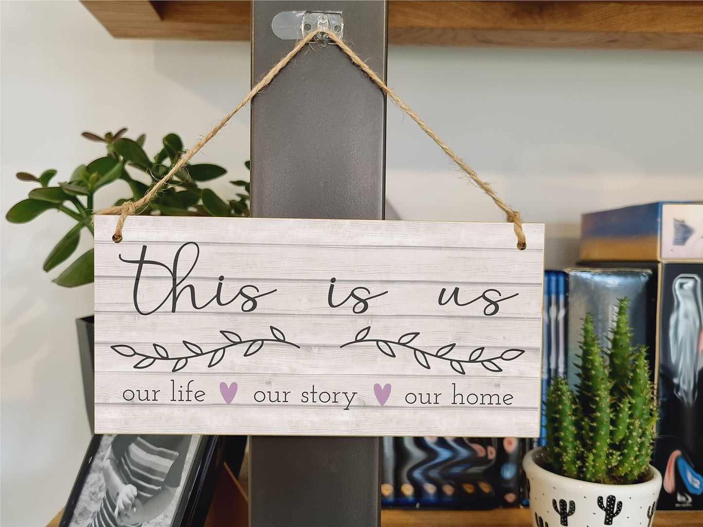 The Plum Penguin Handmade Wooden Hanging Wall Plaque This Is Us Our Life Our Story Our Home Sentimental Decorative Sign Family