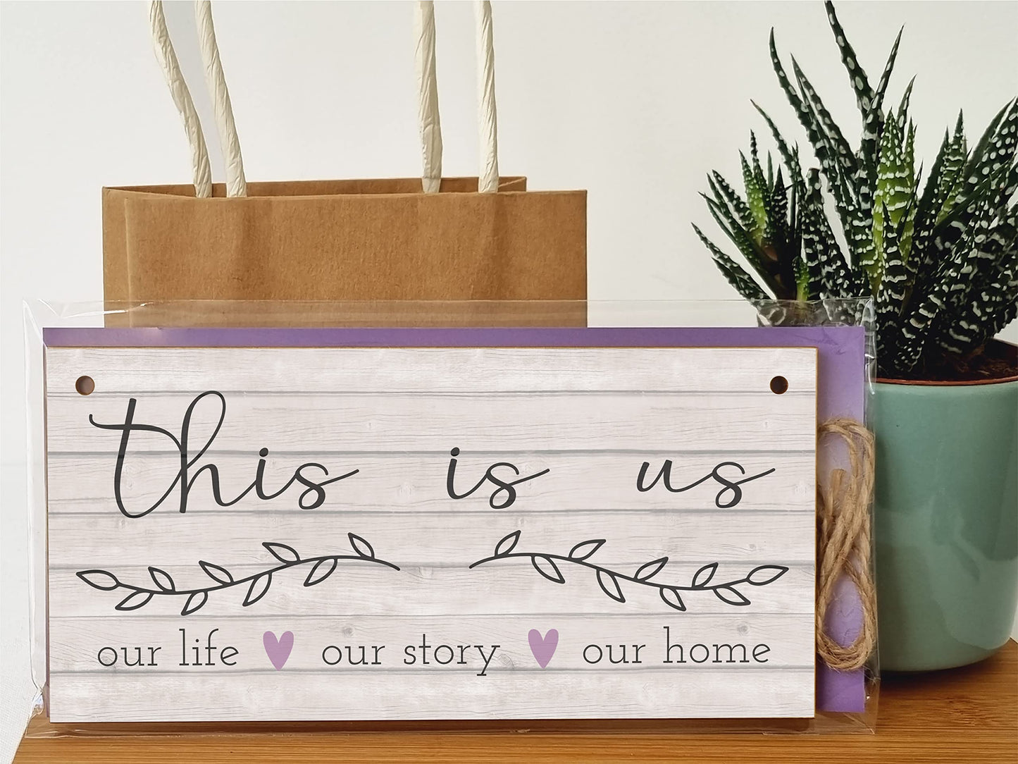 The Plum Penguin Handmade Wooden Hanging Wall Plaque This Is Us Our Life Our Story Our Home Sentimental Decorative Sign Family