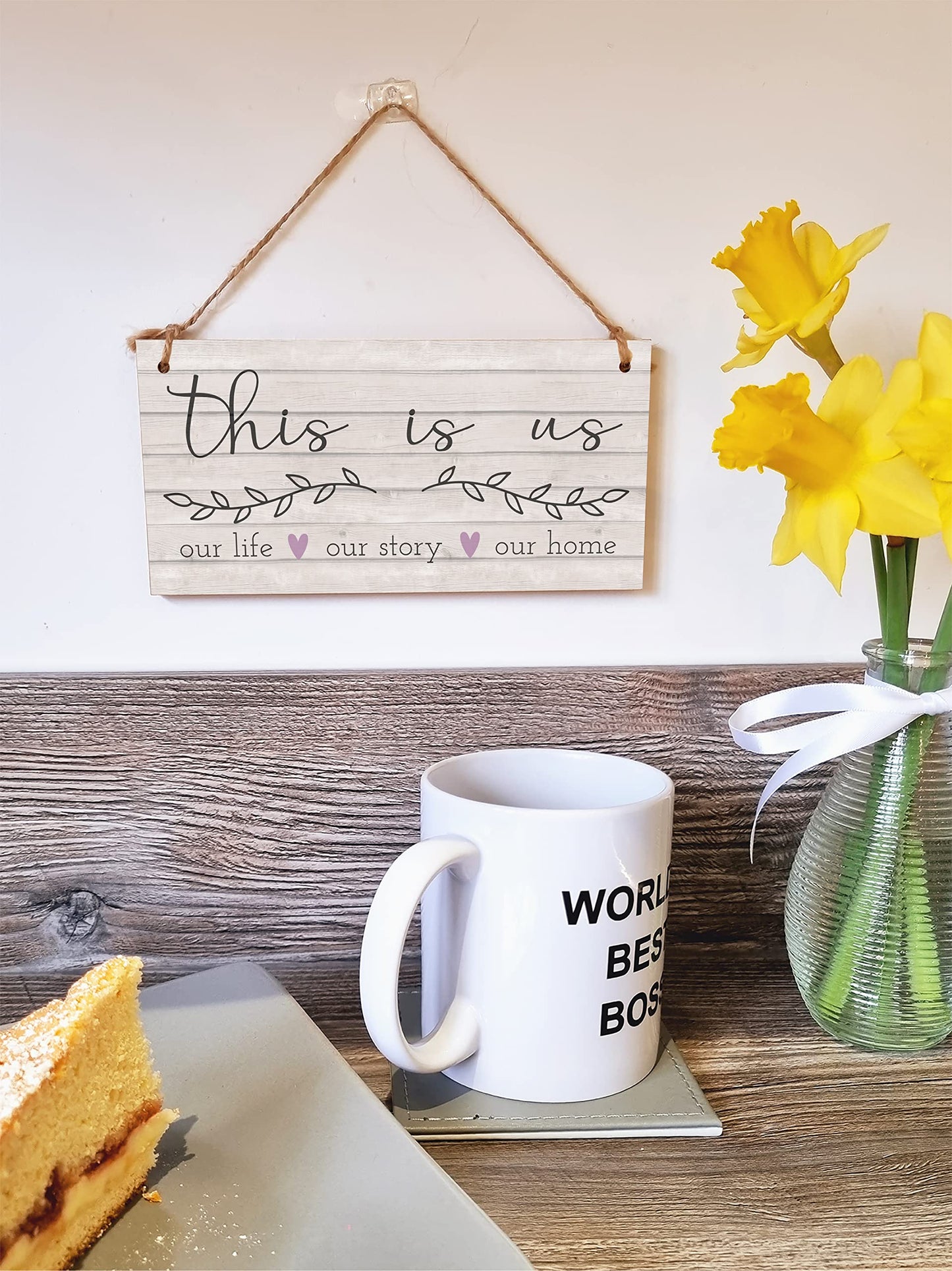 The Plum Penguin Handmade Wooden Hanging Wall Plaque This Is Us Our Life Our Story Our Home Sentimental Decorative Sign Family