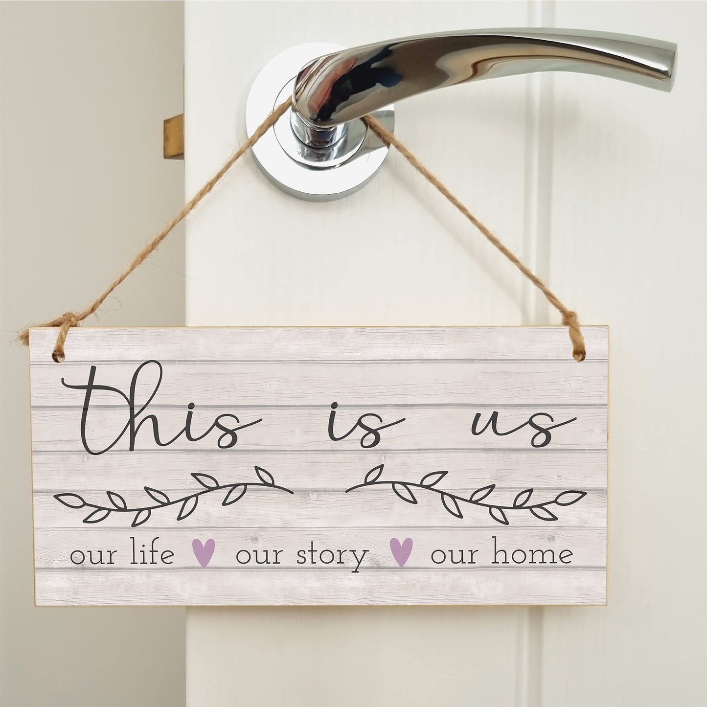 The Plum Penguin Handmade Wooden Hanging Wall Plaque This Is Us Our Life Our Story Our Home Sentimental Decorative Sign Family