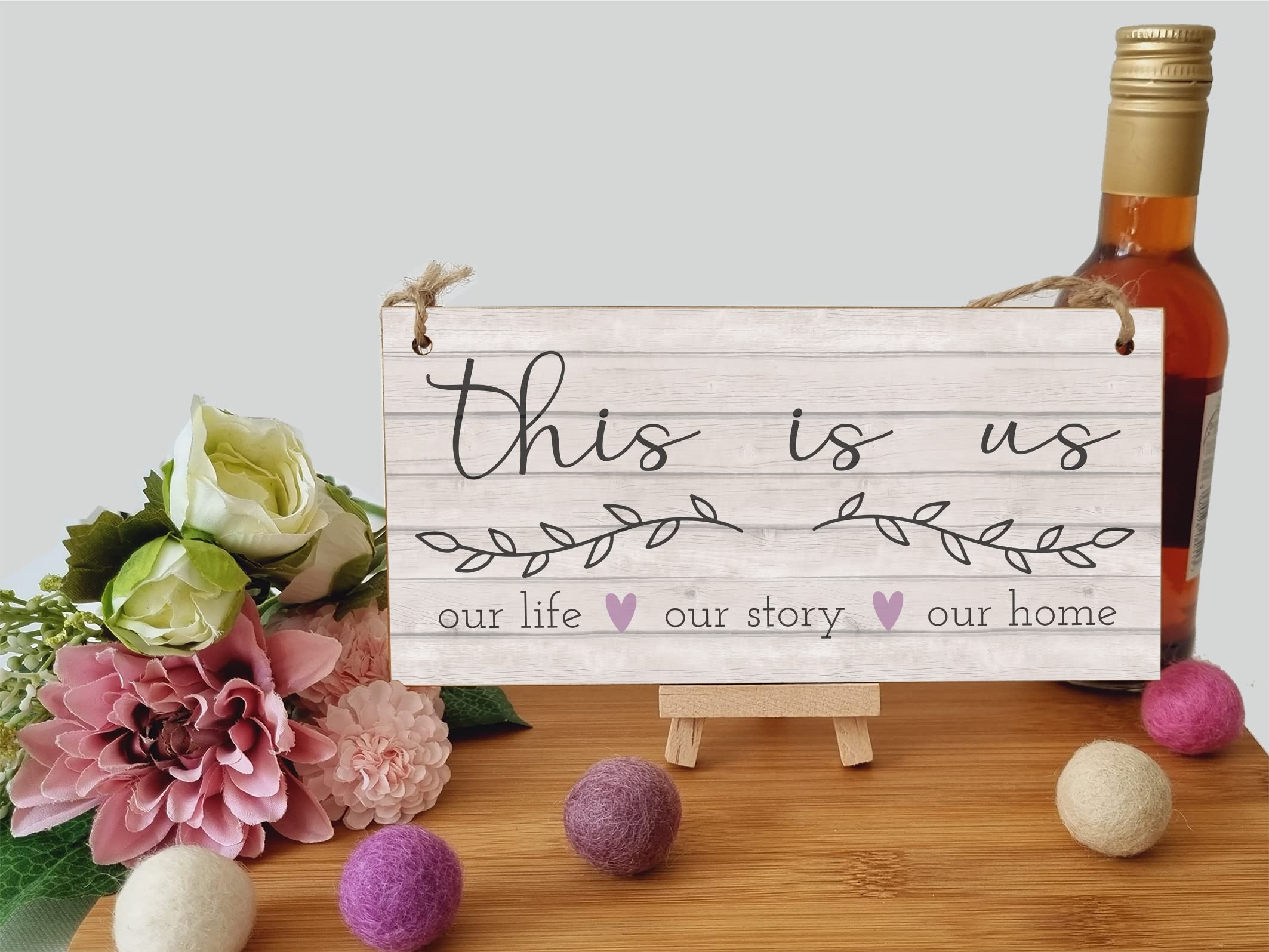 The Plum Penguin Handmade Wooden Hanging Wall Plaque This Is Us Our Life Our Story Our Home Sentimental Decorative Sign Family