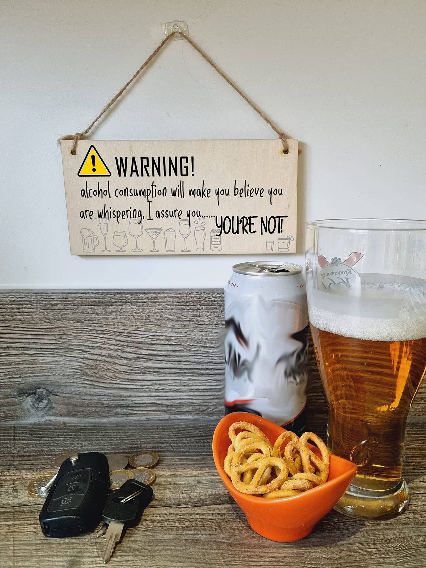 The Plum Penguin Handmade Wooden Hanging Wall Plaque Warning Alcohol Make You Think You Are Whispering Rude Funny Sign Home Bar