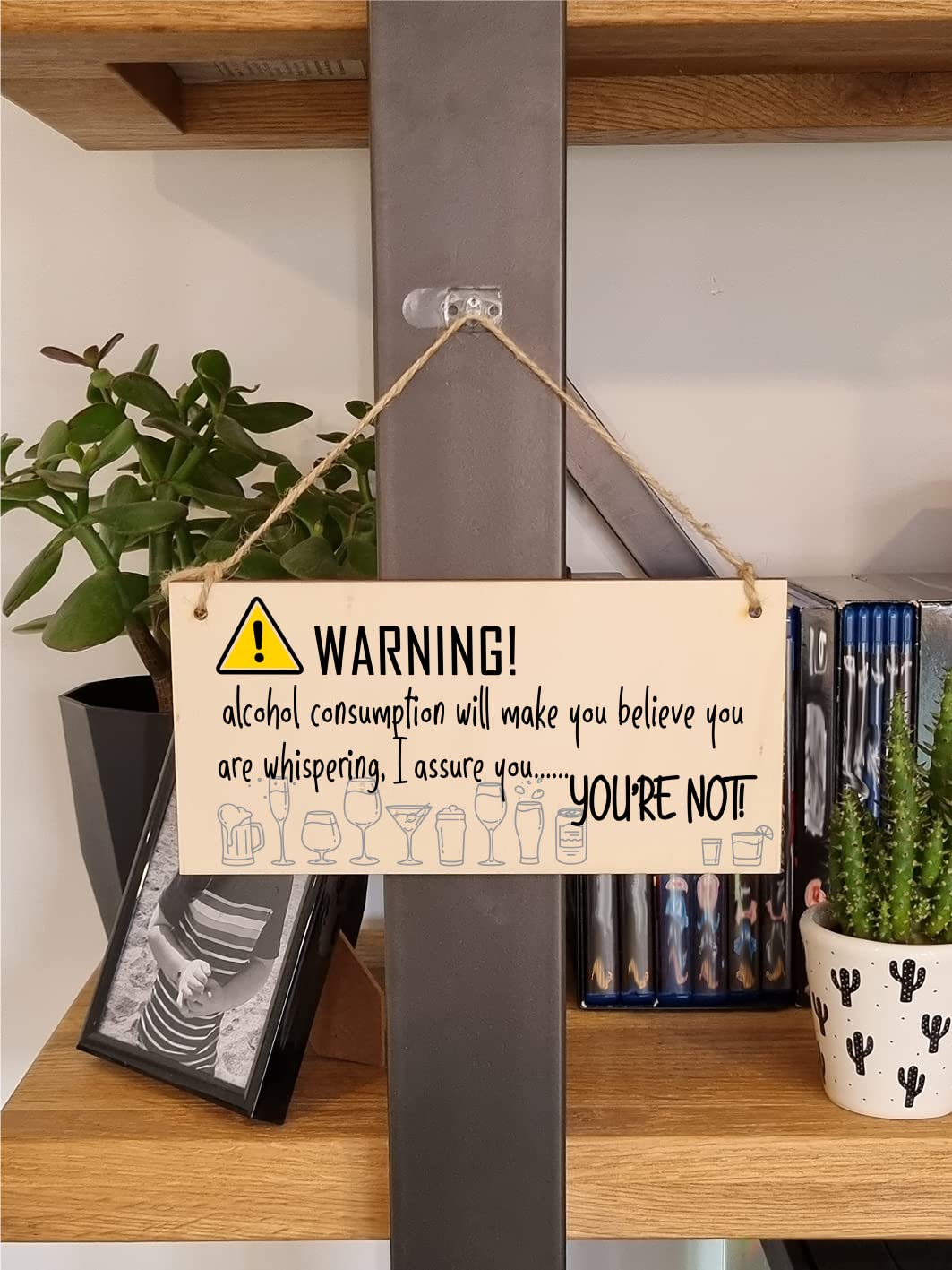 The Plum Penguin Handmade Wooden Hanging Wall Plaque Warning Alcohol Make You Think You Are Whispering Rude Funny Sign Home Bar